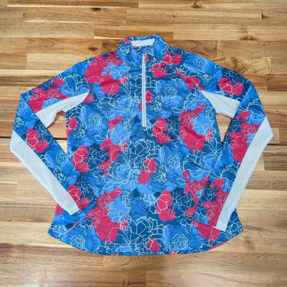 Pebble‎ Beach Womens Golf Shirt Small Long Sleeve Floral Dry-Luxe Performance